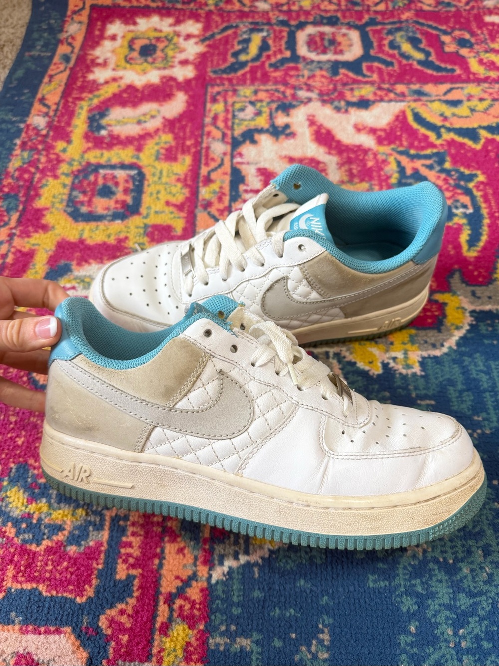 Nike Air Force 1 White & Blue Sneakers Size 7 women’s vintage